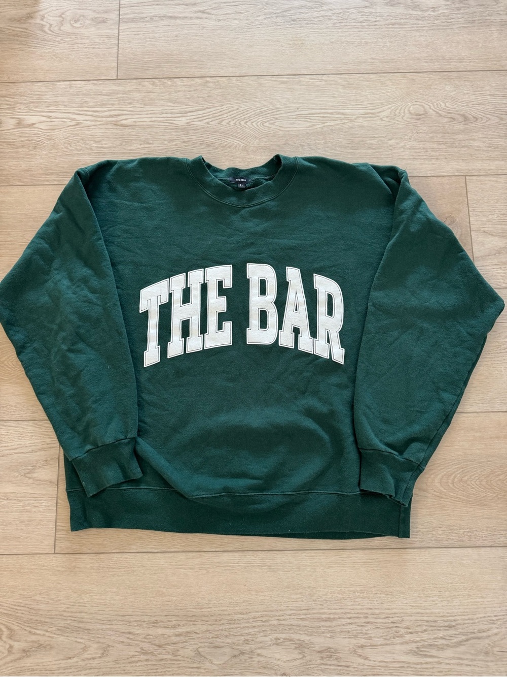 The Bar Dark Green Crewneck with White Chest Lettering